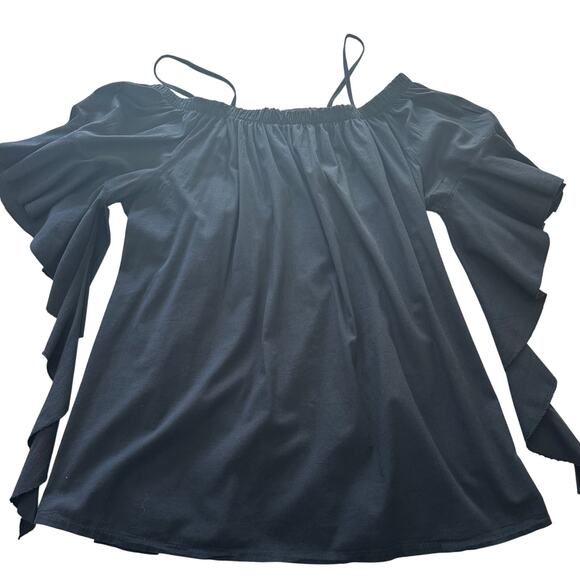 Boohoo - Off Shoulder Black Blouse 3/4 Flowey Sleeves - Size 22 NWOT - Picture 4 of 9